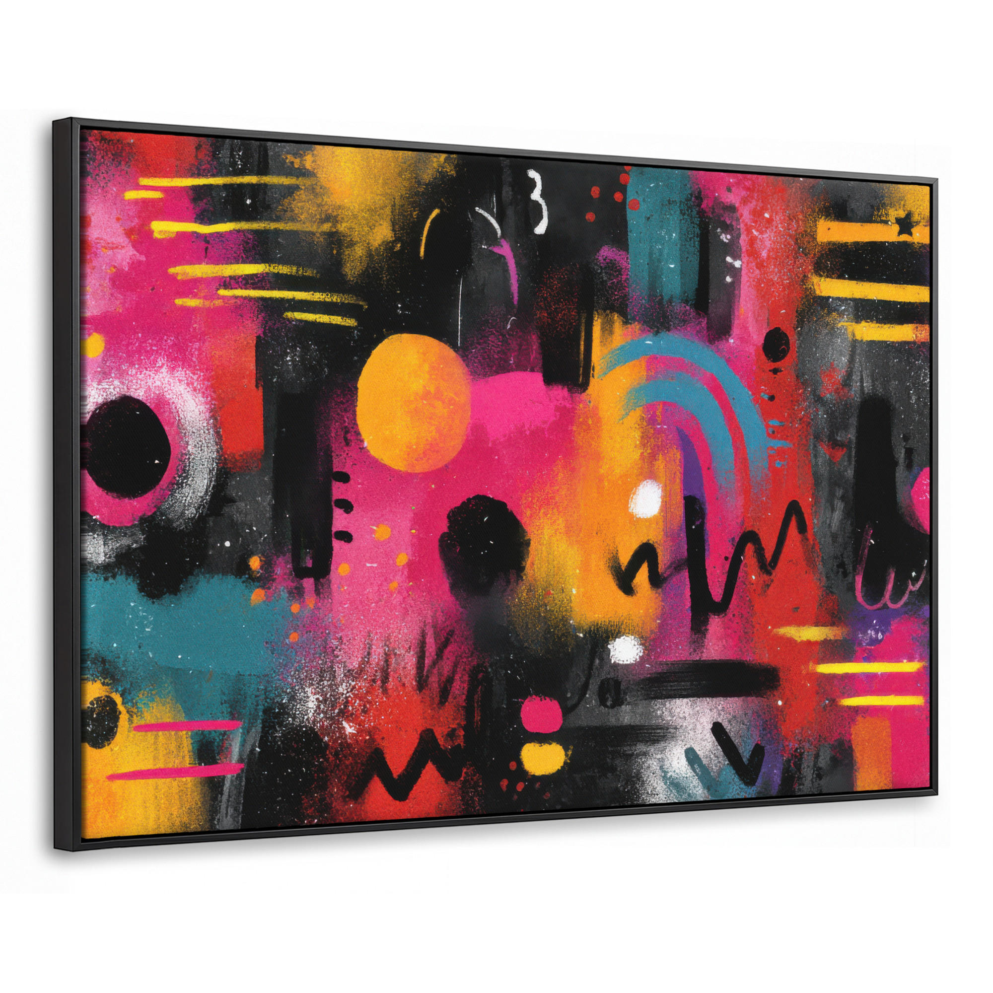 LEINWAND Bilder mit Rahmen - Farbflächen - Formen - Bunt - Abstrakt - 120x80 - Pink, Textil (120/80cm) - MuchoWow