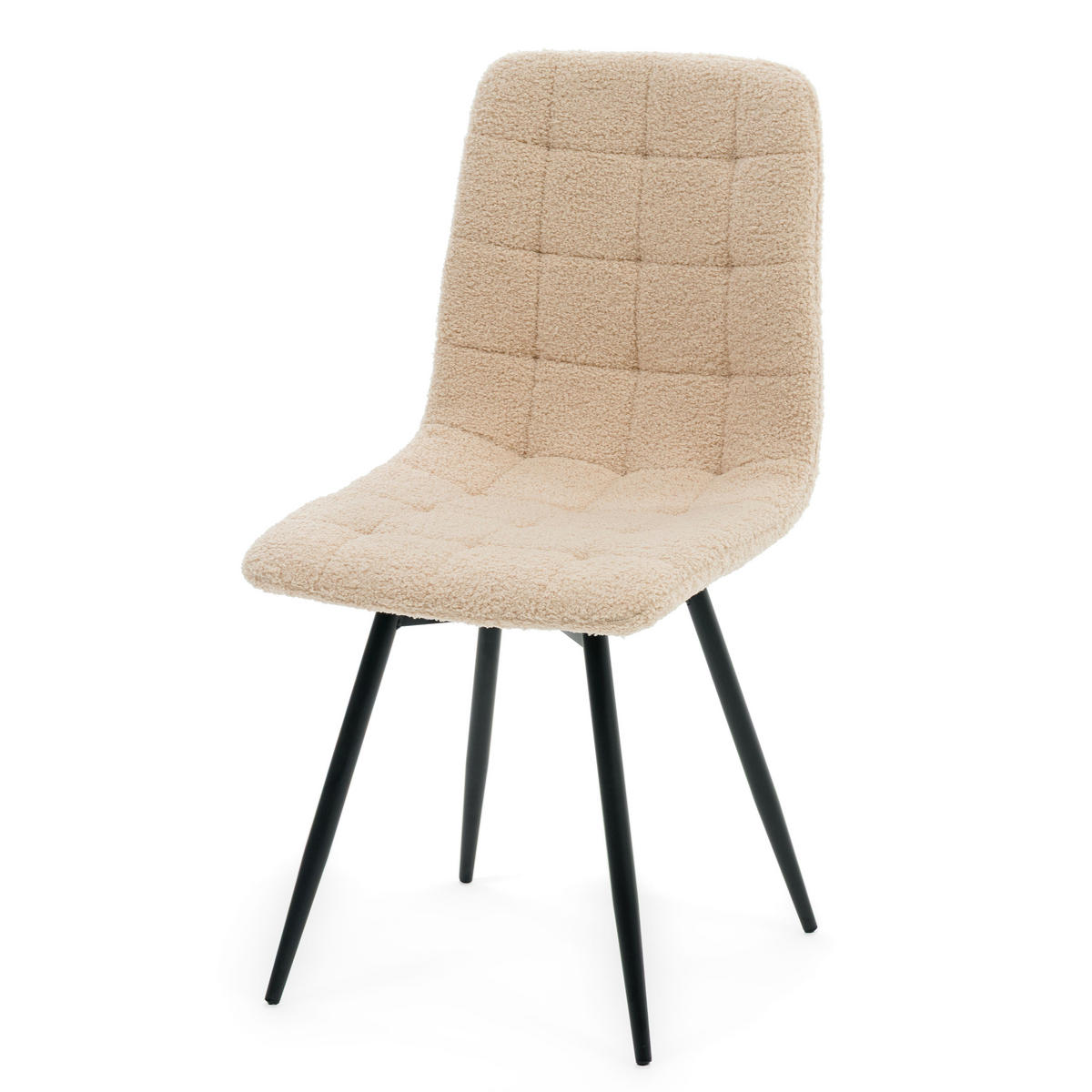 STUHL ARCO drehbar gepolstert mit Steppung - dunkelbeige - Boucle Teddy - Beige/Schwarz, Textil/Metall (46/90/51cm) - NEW HOME