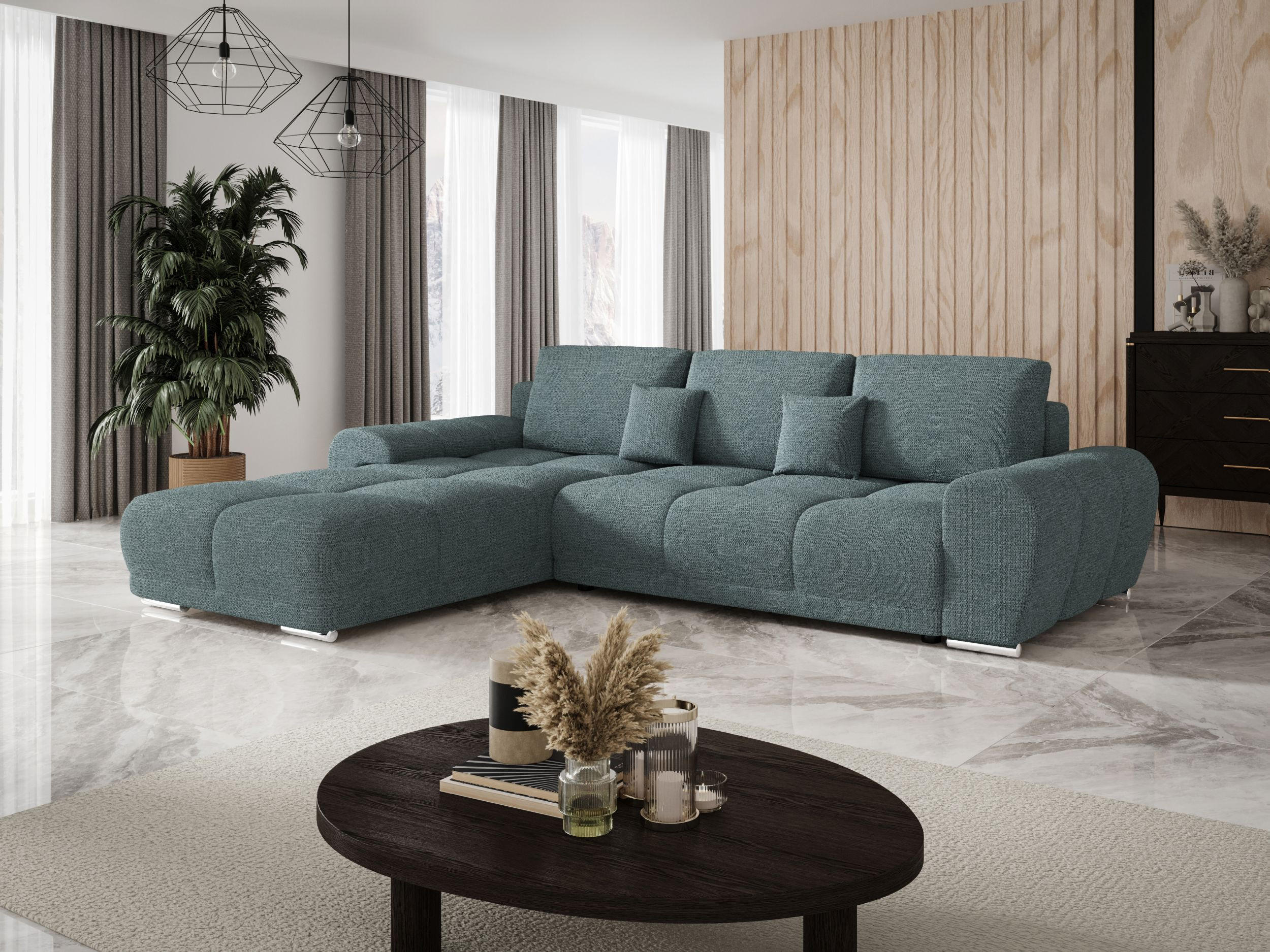 ECKSOFA BEGA L Links ARAGON 75 mit Schlaffunktion - Blau, Textil (289/185cm) - Bedante