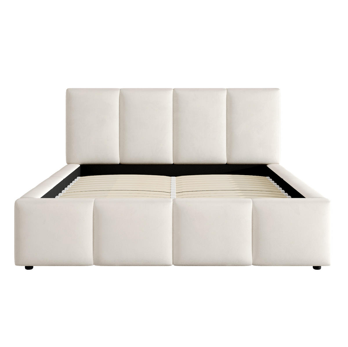 BETT mit Lattenrost 180x200 cm Chenille Beige - Beige, Holz (180/200cm) - Meubliv