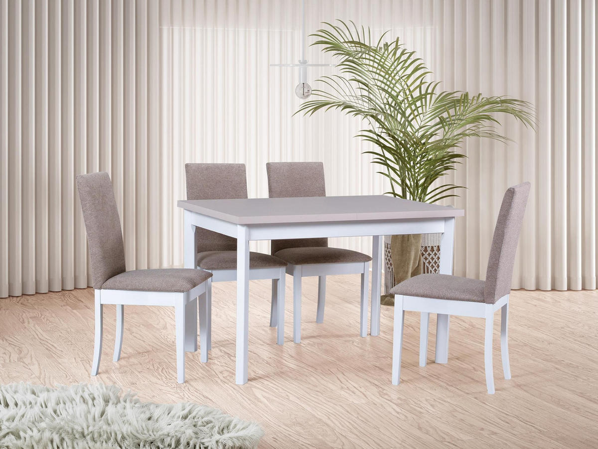 TISCH Max V-P Kaschmir, Klapptisch mit Weiß Beine - Kaschmir/Weiß, Holz/Holzwerkstoff (120/80/78cm) - Bettso