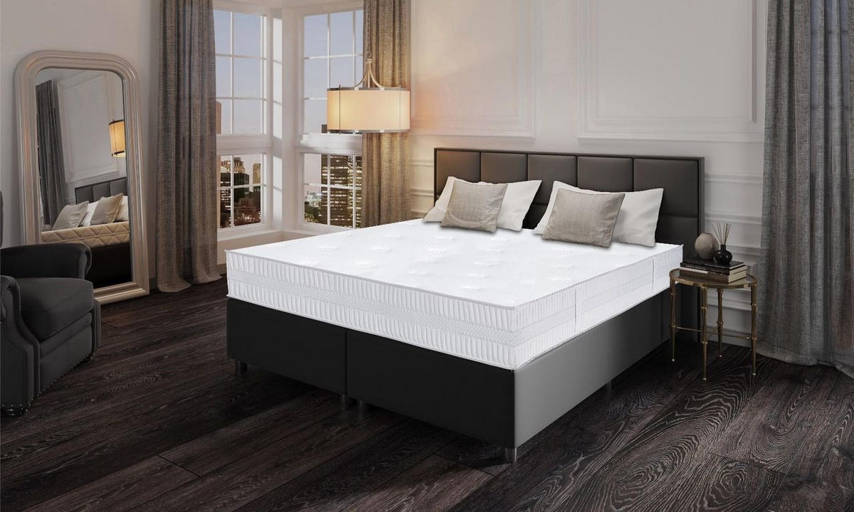 BOXSPRINGMATRATZE Terra Med Box 160 x 200 cm 33 cm Höhe H2 7 Zonen Integriertem Topper - Weiß, Textil (160/200cm) - Matratzen Perfekt