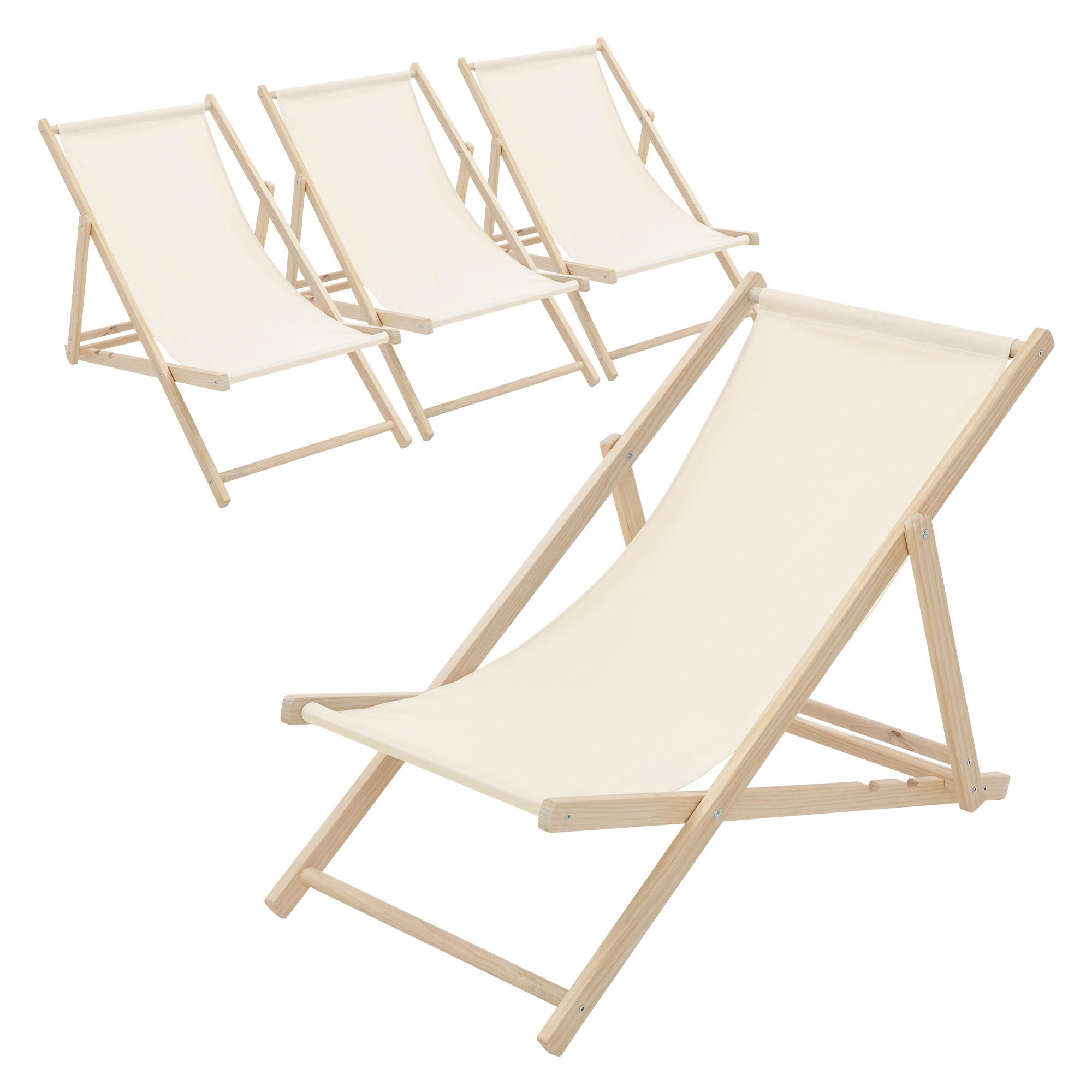 LIEGESTUHL 4er Set Beige - Beige, Holz (57.5/83/100cm) - ECD-Germany
