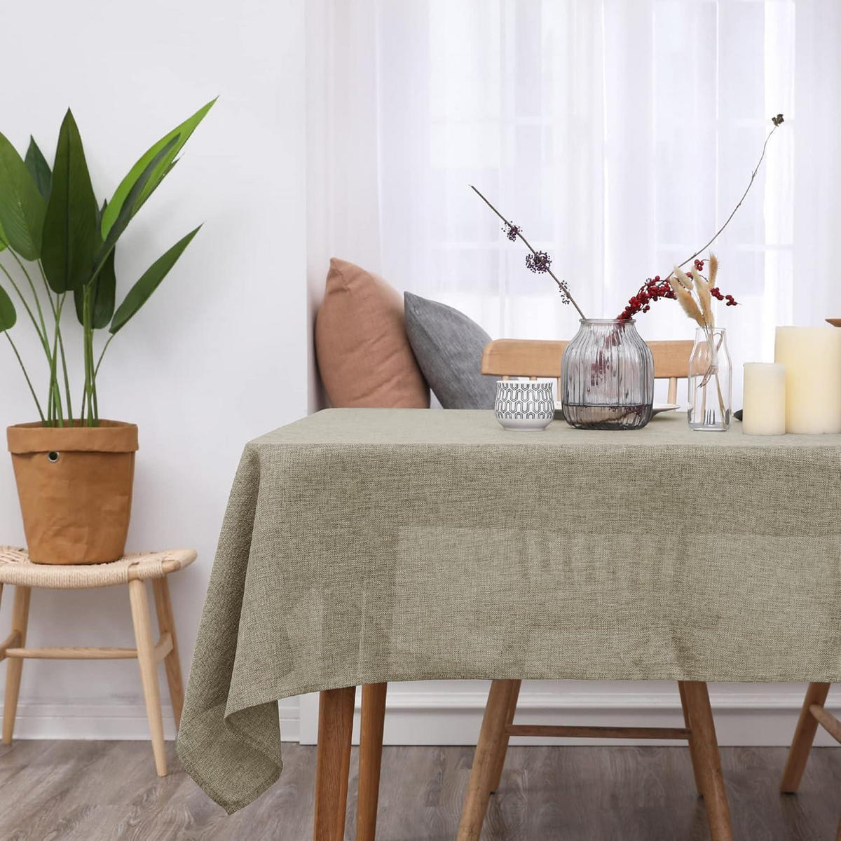 TISCHDECKE wasserabweisend, Leinenoptik - Beige, Textil (200/0.5/140cm) - LUXUSKOLLEKTION