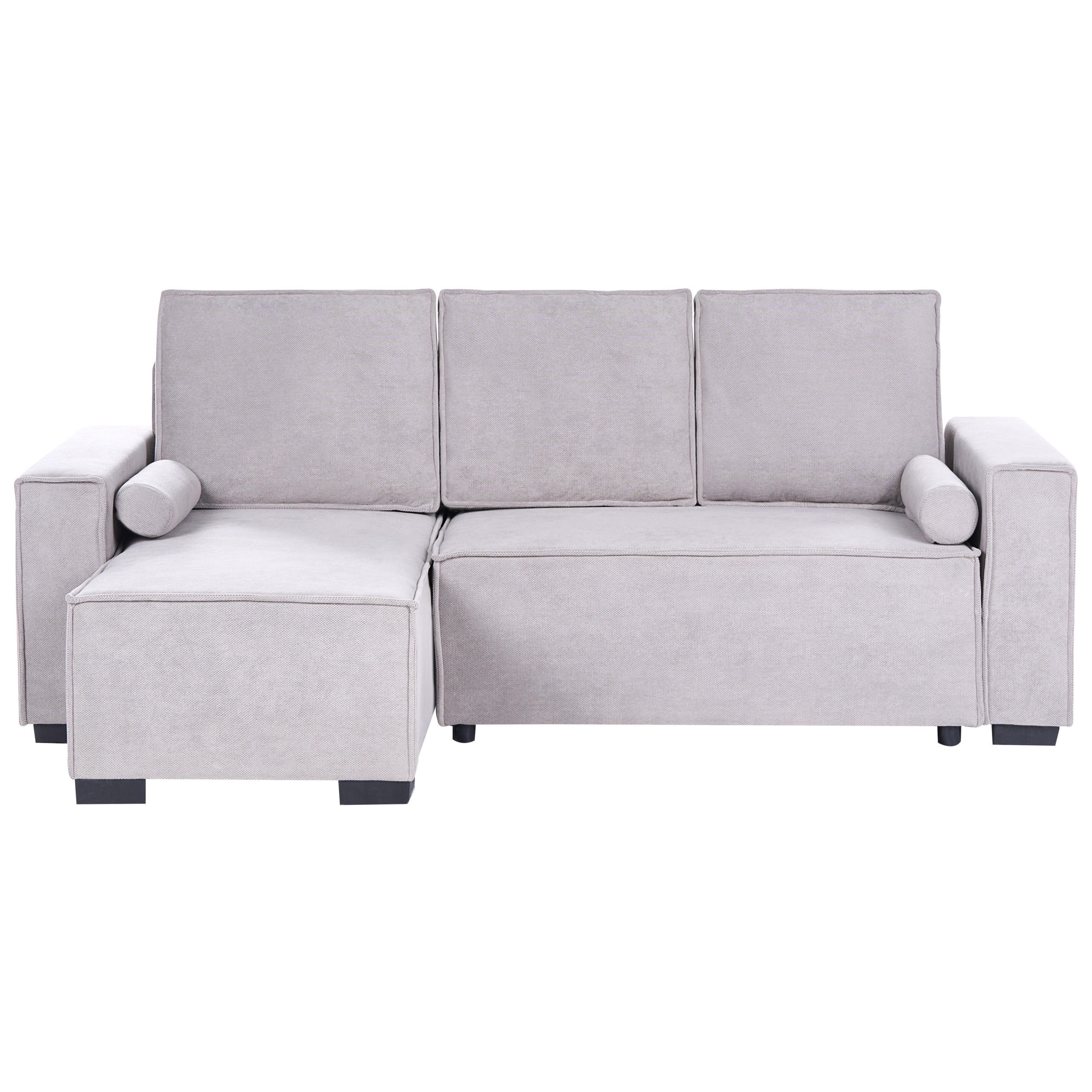 ECKSCHLAFSOFA 3-Sitzer Stoff Grau mit Stauraum rechtsseitig Edane - Grau, Textil (232/150cm) - Beliani
