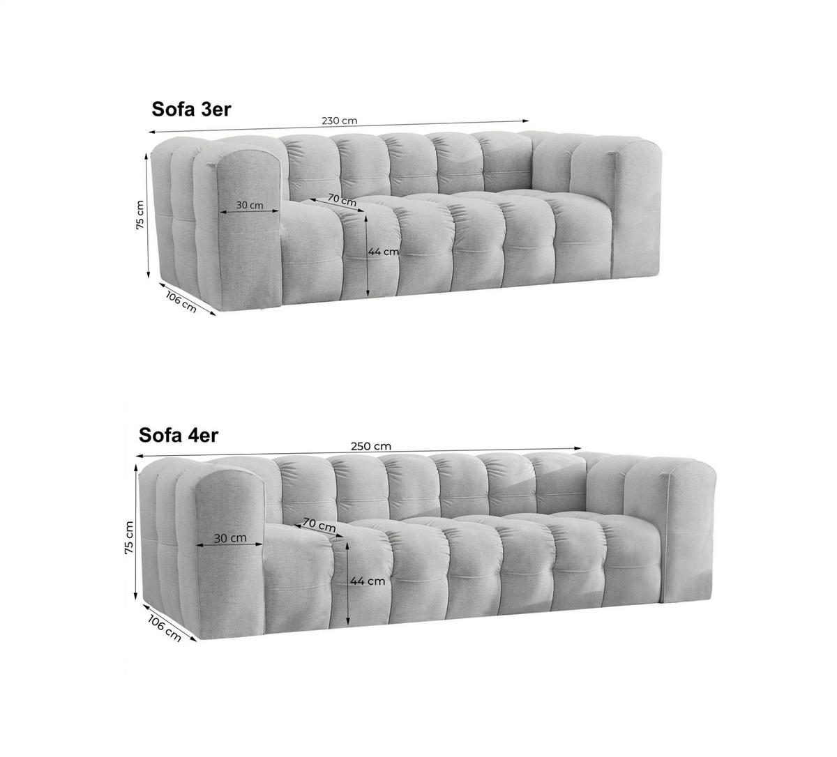 SOFASET Solvie 3-4 In Tiffani - Gelb, Holzwerkstoff/Textil (250/75/106cm) - Fun Möbel