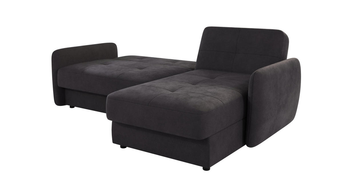 ECKSOFA Lupo Graphit Mikrofaser - Graphitfarben/Schwarz, Holz/Kunststoff (232/147cm) - S-Style Möbel