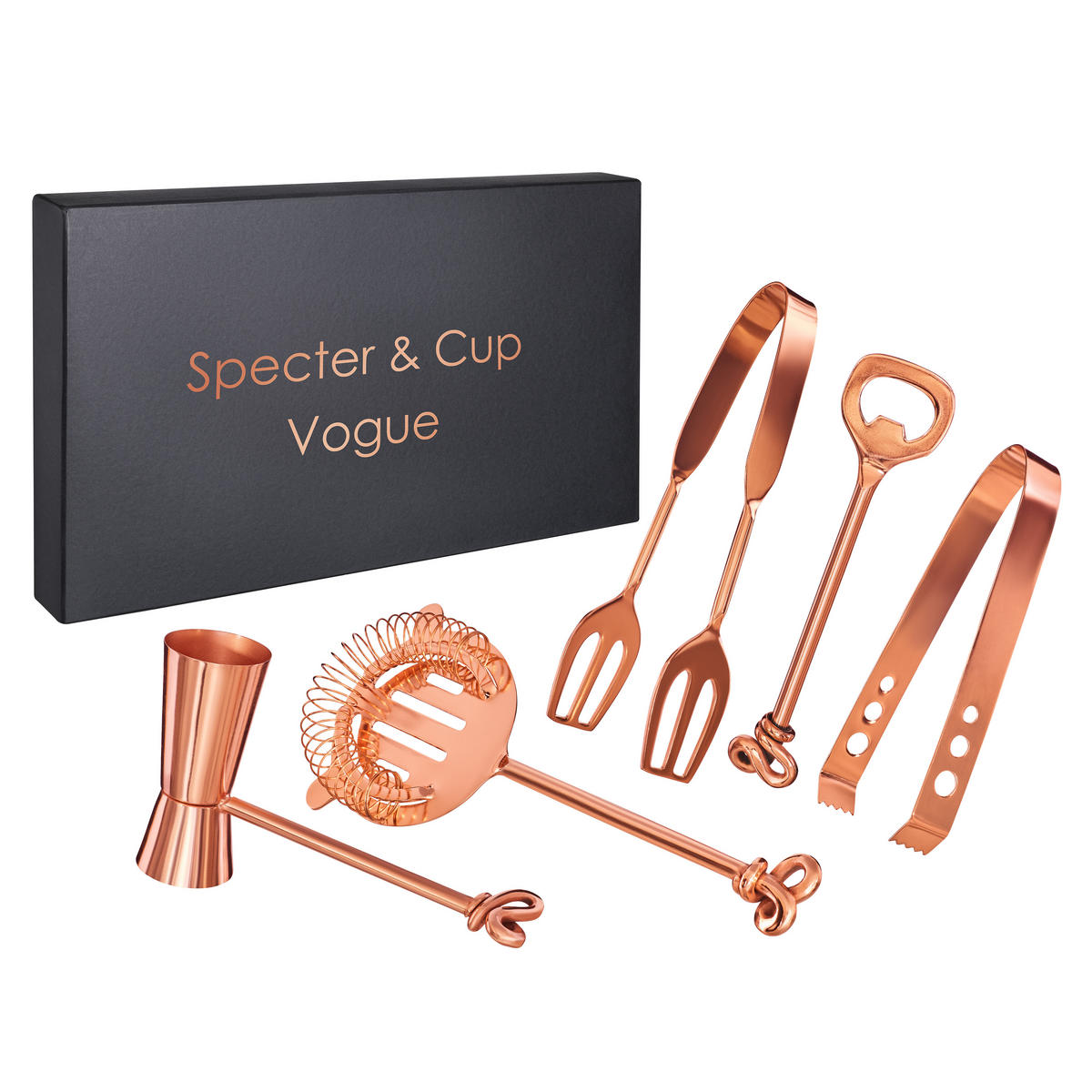 COCKTAIL-BARSET VOGUE 5-teilig - Kupferfarben, Paraffin (5/25/30cm) - Specter & Cup