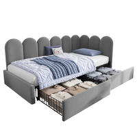 POLSTERBETT aus Samt 90x190 cm in Grau mit 2 Schubladen - Grau, Textil (90/190cm) - Modfu