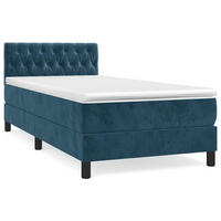 BOXSPRINGBETT 100/200 Cm Blau Samt - Blau, Textil (100/203cm) - vidaXL