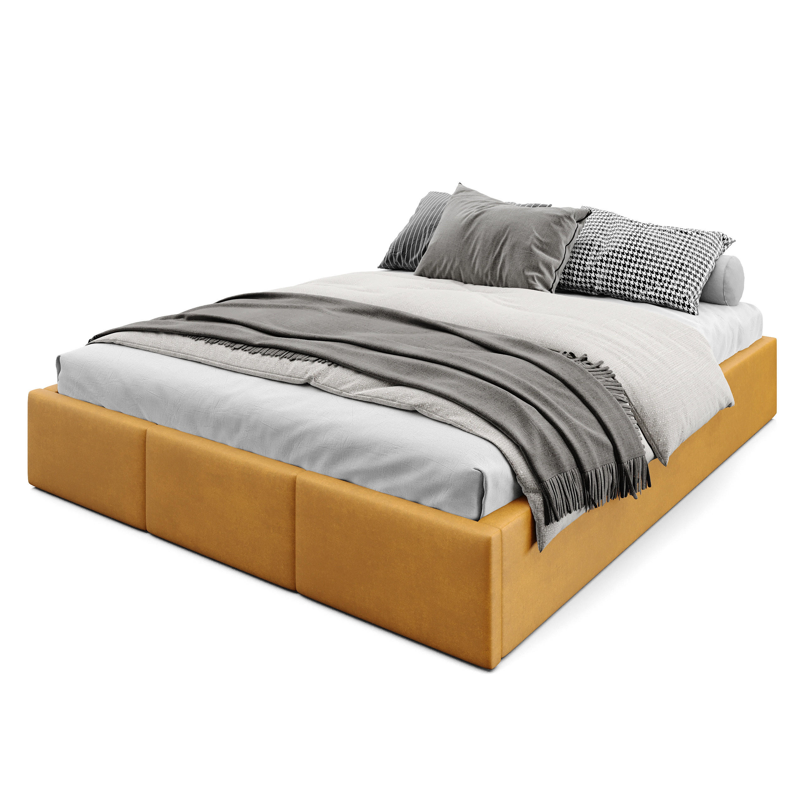 POLSTERBETT für Schlafzimmer Bett mit Stauraum Gelb 160x200cm - Gelb, Holzwerkstoff/Textil - Muralo