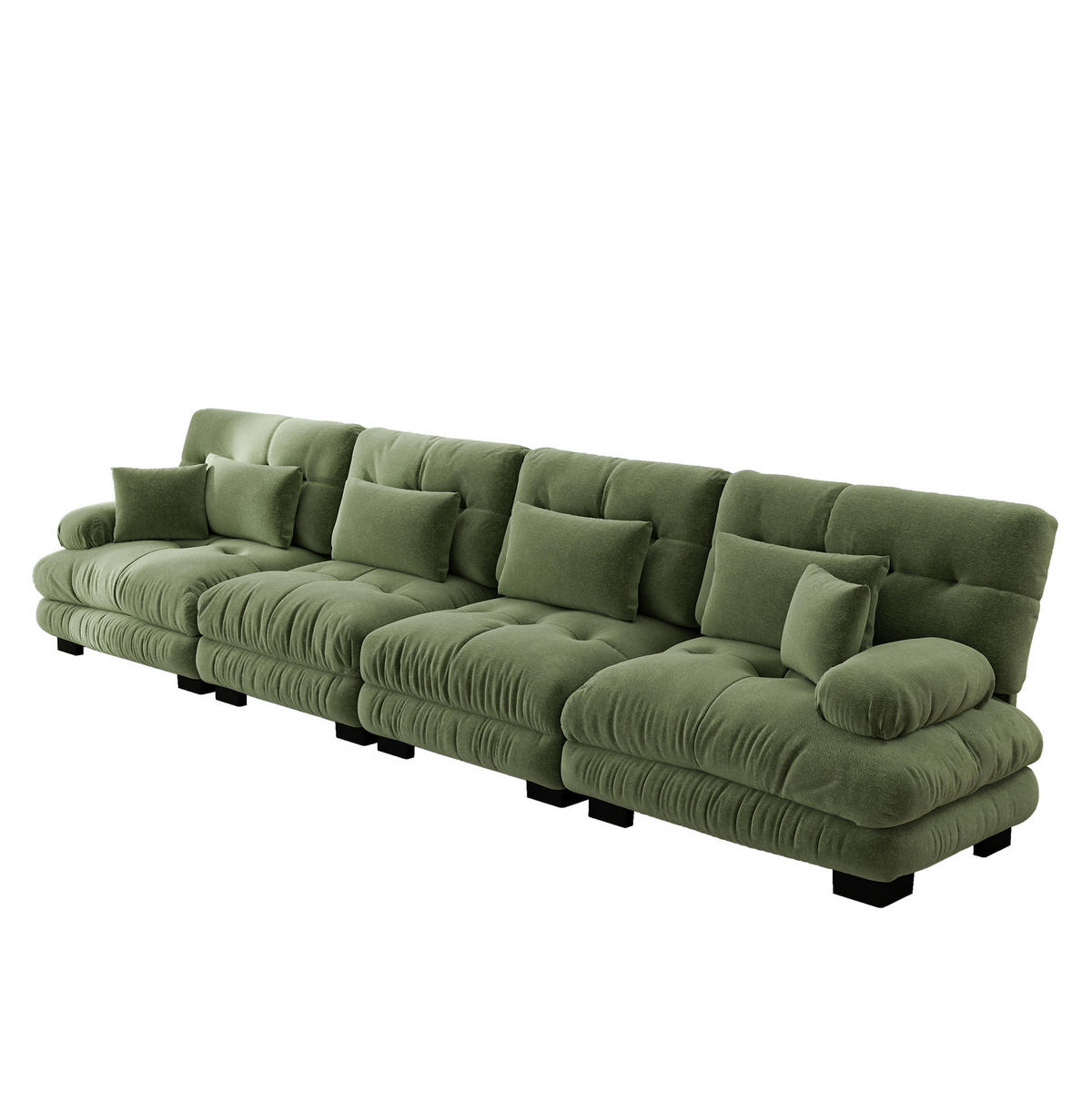SOFA modular 4-Sitzer Chenille Green - Grün, Kunststoff (77/81/406cm) - Meubliv