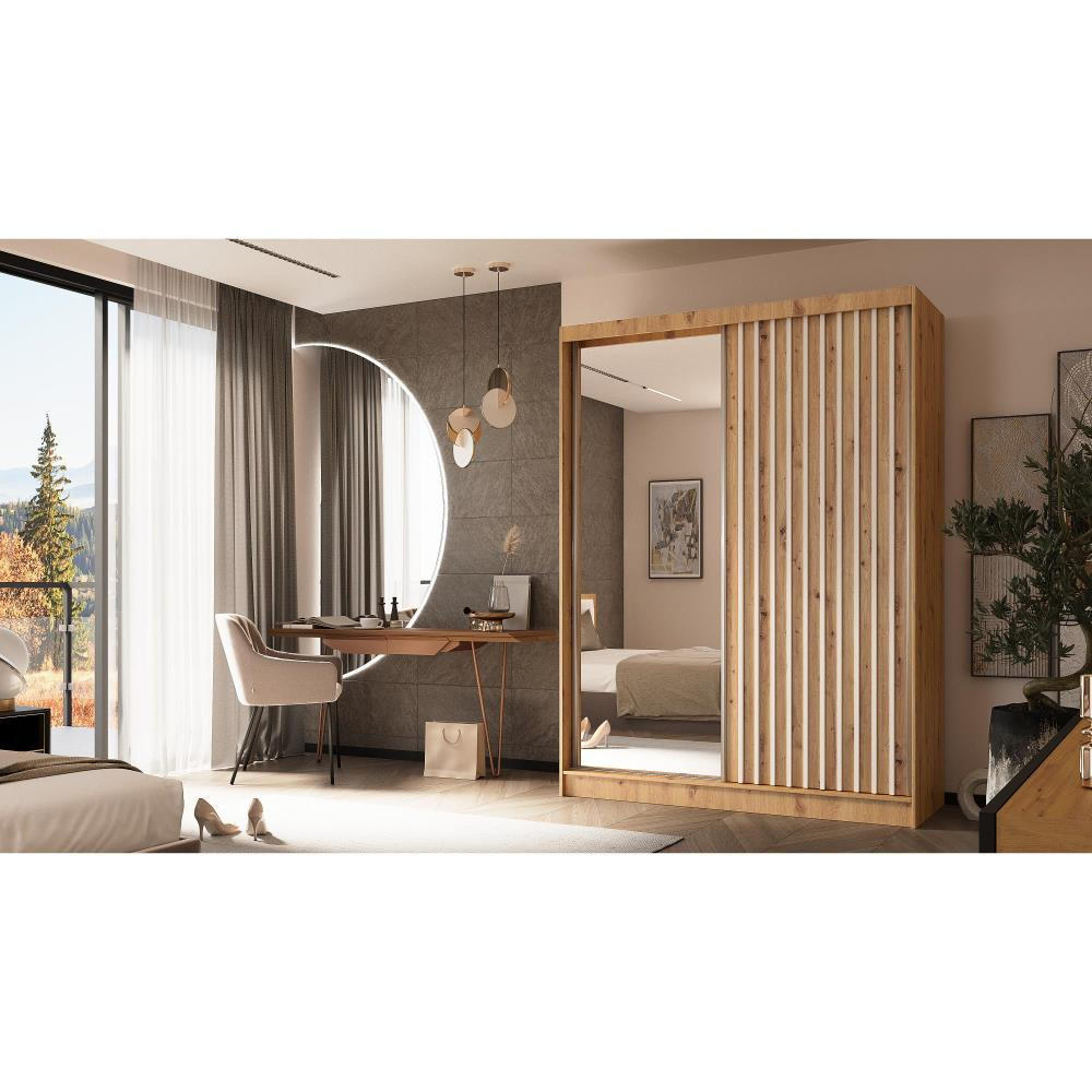 SCHWEBETÜRENSCHRANK Helix 160/216/61 eiche artisan+weiß mit Schubladeneinsätze - Eiche Artisan/Weiß, Holzwerkstoff (160/216/61cm) - Beautysofa