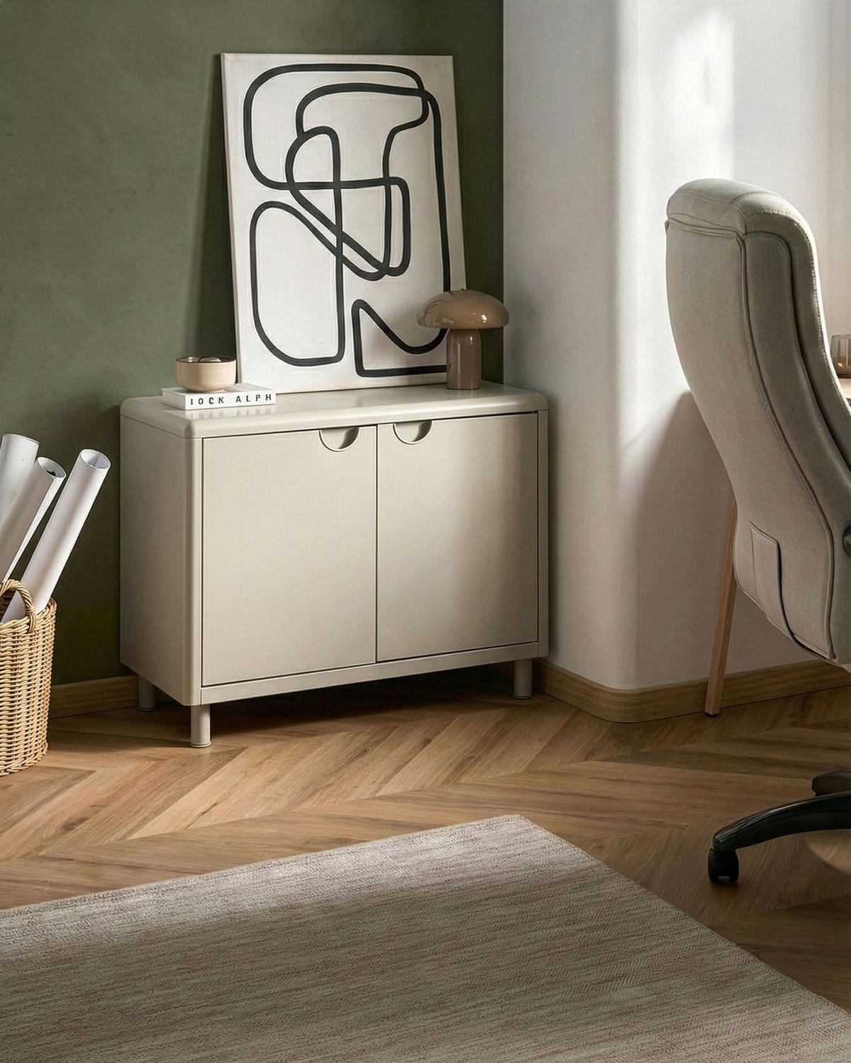SIDEBOARD se 2 dveřmi Světle béžový Korvo - béžová, kov (90/70/42cm) - Beliani