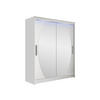 SCHWEBETÜRENSCHRANK Westa VIII, mit RGB LED Beleuchtung - Silberfarben/Weiß, Holzwerkstoff/Metall (150/200/58cm) - MIRJAN24