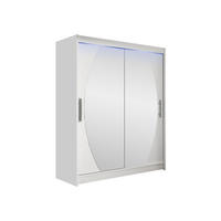 SCHWEBETÜRENSCHRANK Westa VIII, mit RGB LED Beleuchtung - Silberfarben/Weiß, Holzwerkstoff/Metall (150/200/58cm) - MIRJAN24