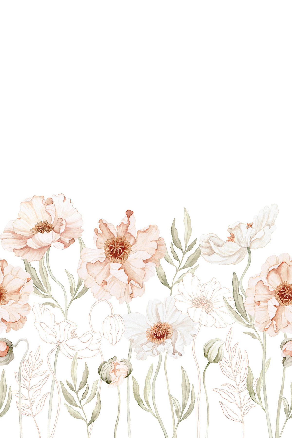 VLIESTAPETE Islandic Poppies, Mohnblumenfelder 2m x 3m, rose - Pink, Papier (300/200cm) - Lilipinso