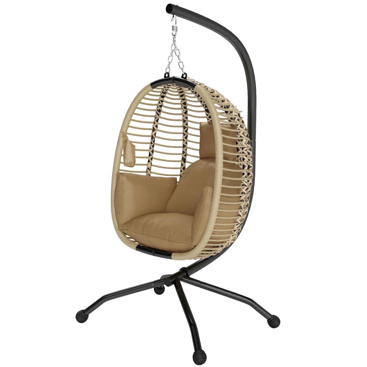 HÄNGESESSEL DE-15281 klappbar mit Kissen und Gestell Beige - Beige, Metall (100/188/110cm) - ComfortXL
