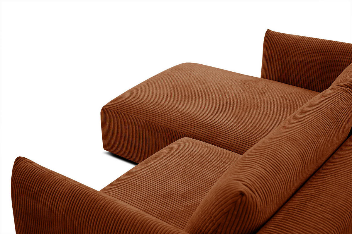 ECKSOFA TAUER 3-Sitzer, orange - Schwarz/Orange, Holzwerkstoff/Kunststoff (173/206cm) - Courtois Laville