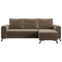 ECKSOFA Axel Velvet Braun - Schwarz/Braun, Textil/Metall (242/140cm) - MKS