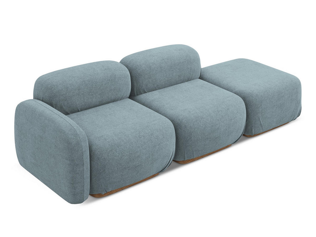 3-SITZER SOFA Rechts Bouclé Stoff Blau - Blau/Blaugrau, Holz/Textil (258/73/95cm) - Makamii