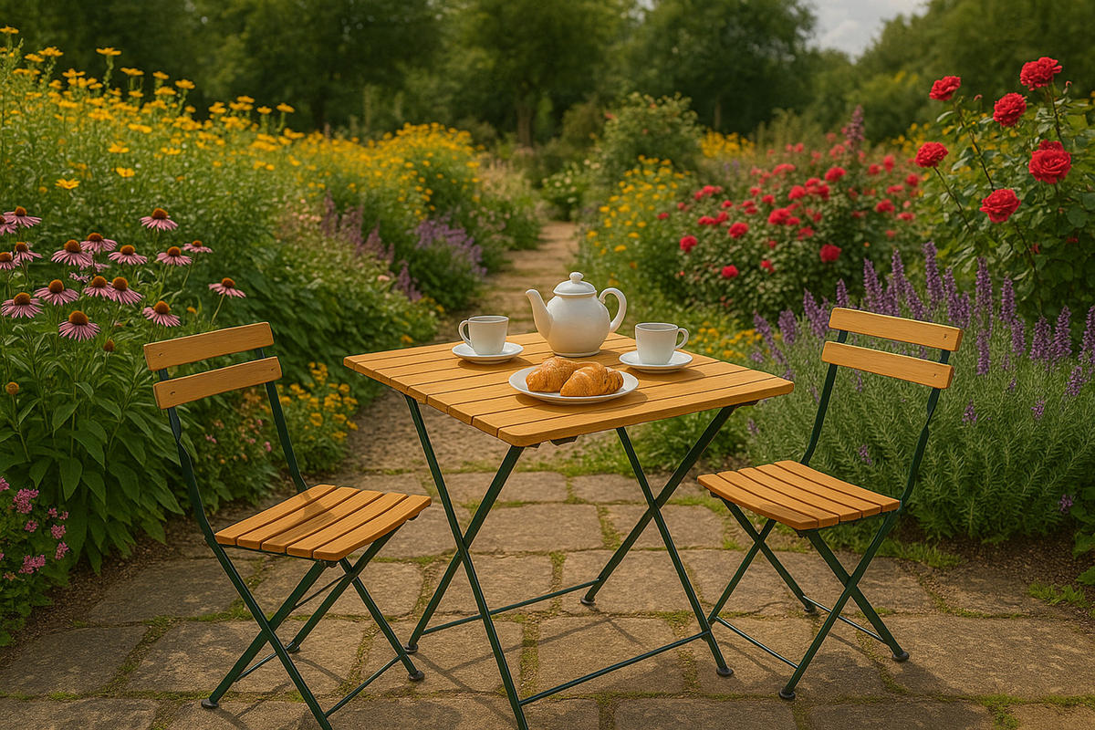 KLAPPTISCH Bad Belzig aus Robinienholz 70x110 cm, Stahlgestell Grün - Braun, Holz (70/110/72cm) - TPFGarden