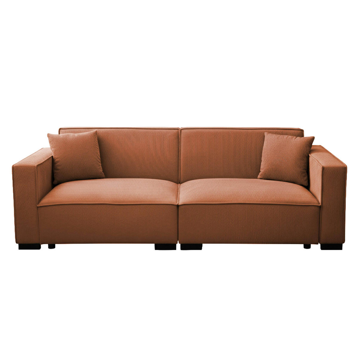 SOFA 3-Sitzer, Terrakotta - Rot/Braun, Textil (90/76/230cm) - Oviala