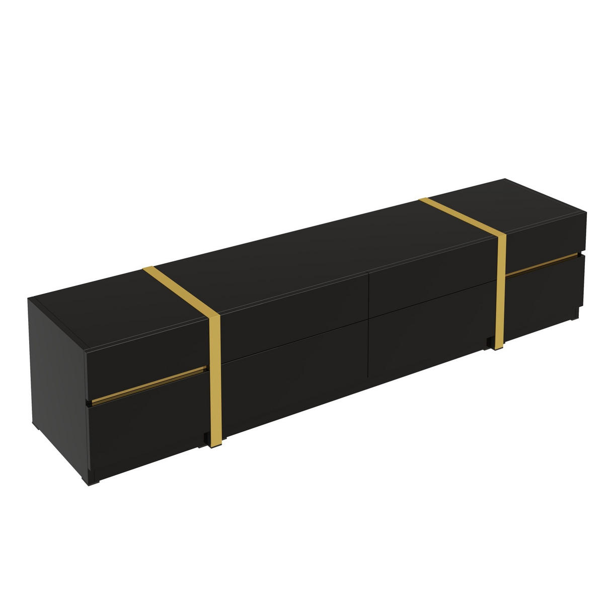 TV-SCHRANK mit 4 Schubladen und 2 Türen 180 x 40 cm Schwarz Hochglanz - Schwarz, Holzwerkstoff (40/38/180cm) - Beauniv