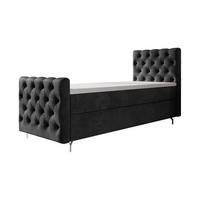 BOXBETT CHESTER PLUS mit Matratze H3, Bonell und Topper 80x200 Monolith 97 Links - Dunkelgrau, Textil (80/200cm) - Bedante