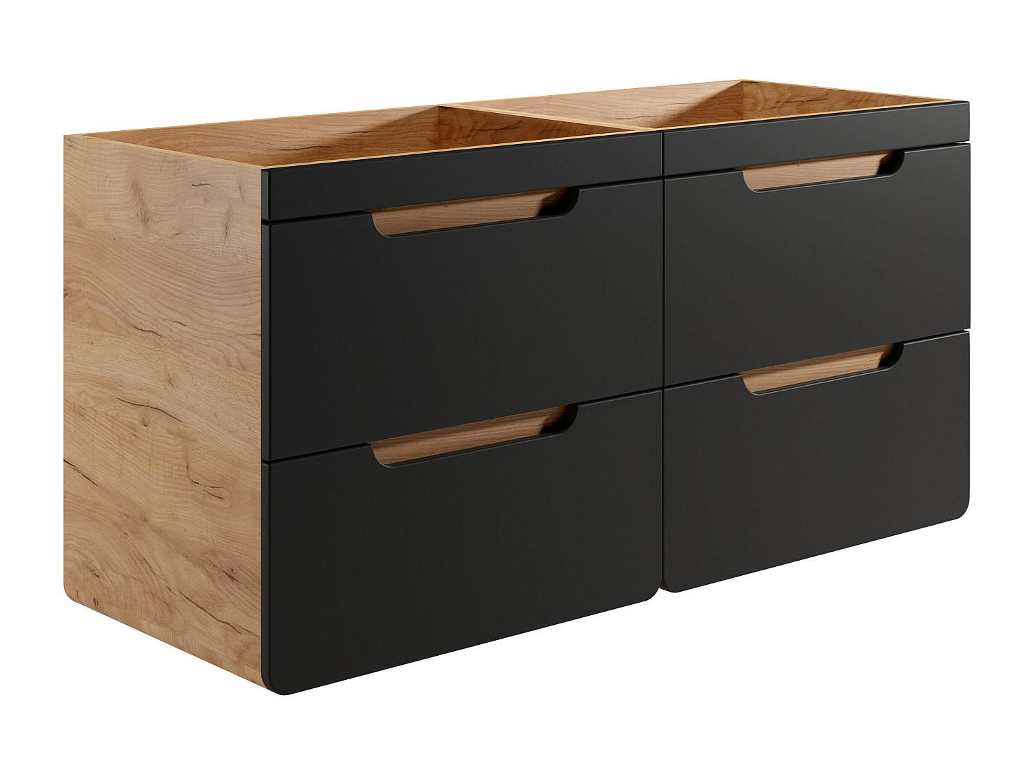 WASCHBECKENUNTERSCHRANK hängend - 120 cm - Holzfarben & Anthrazit - ARUBA - Anthrazit, Holz (120/59/46cm) - Vente-Unique