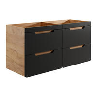 WASCHBECKENUNTERSCHRANK hängend - 120 cm - Holzfarben & Anthrazit - ARUBA - Anthrazit, Holz (120/59/46cm) - Vente-Unique