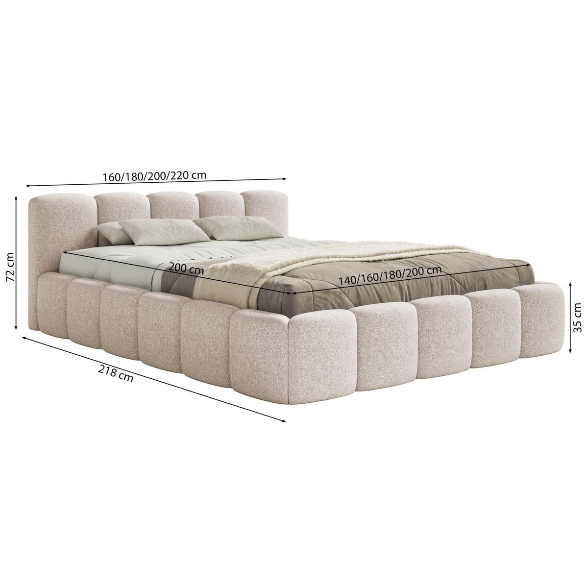 POLSTERBETT Cloudy Low Olive Chenillebezug 180x200 - Olivgrün, Textil (180/200cm) - Selsey