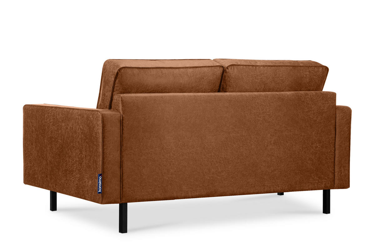 2-SITZER-SOFA INVIA Klassische-Stil mit Armlehnen, Lederoptik-Stoff, rot - Rot/Schwarz, Textil (164/87/98cm) - KONSIMO®