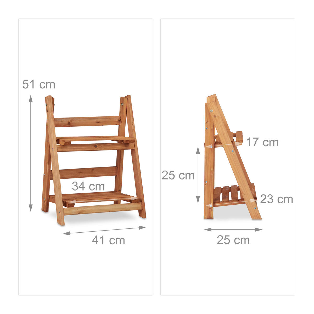 BLUMENTREPPE - Hellbraun, Holz (41/51/25cm) - Relaxdays