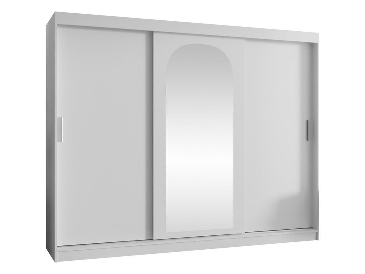 SCHWEBETÜRENSCHRANK Selfie 250 cm mit Schubladen - Silberfarben/Weiß, Holzwerkstoff/Kunststoff (250/200/62cm) - MIRJAN24
