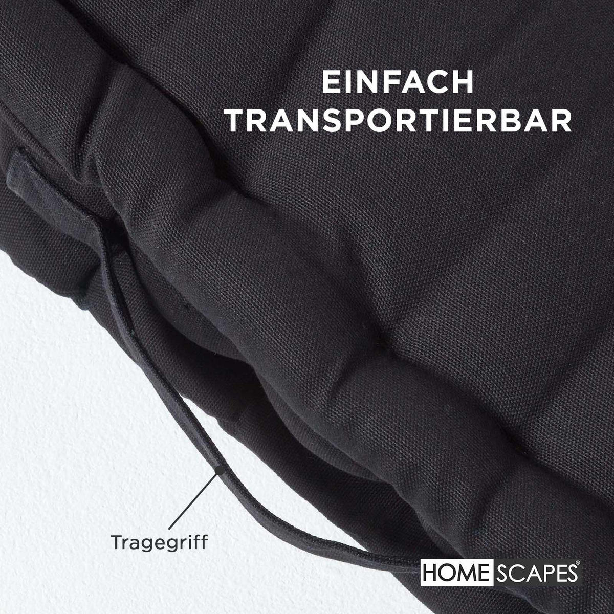 SITZKISSEN schwarz 50/50/10 cm – Bodenkissen unifarben - Schwarz, Textil (50/50/10cm) - Homescapes