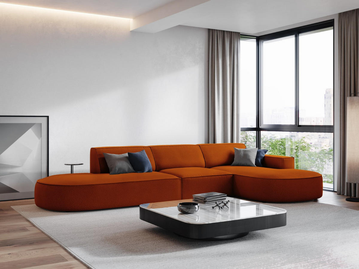 ECKSOFA rechts Jodie aus strukturiertem Stoff terrakotta 4 Sitzplätze - Terra cotta, Textil (166/342cm) - Micadoni