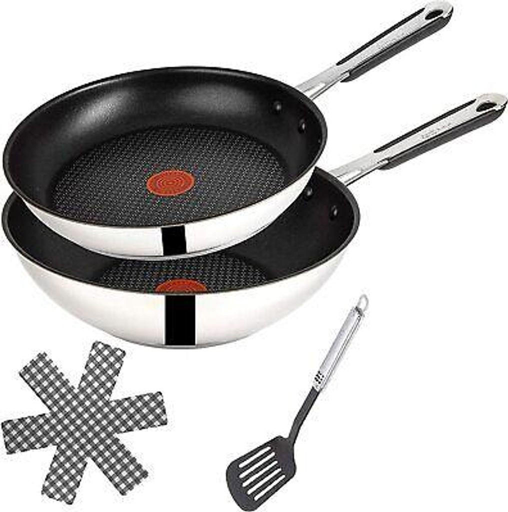 PFANNENSET J90931 4Tlg Silber Schwarz Induktion Antihaft - Silberfarben/Schwarz, Metall - Tefal