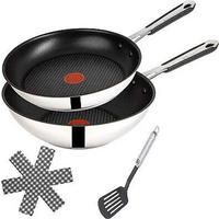 PFANNENSET J90931 4Tlg Silber Schwarz Induktion Antihaft - Silberfarben/Schwarz, Metall - Tefal