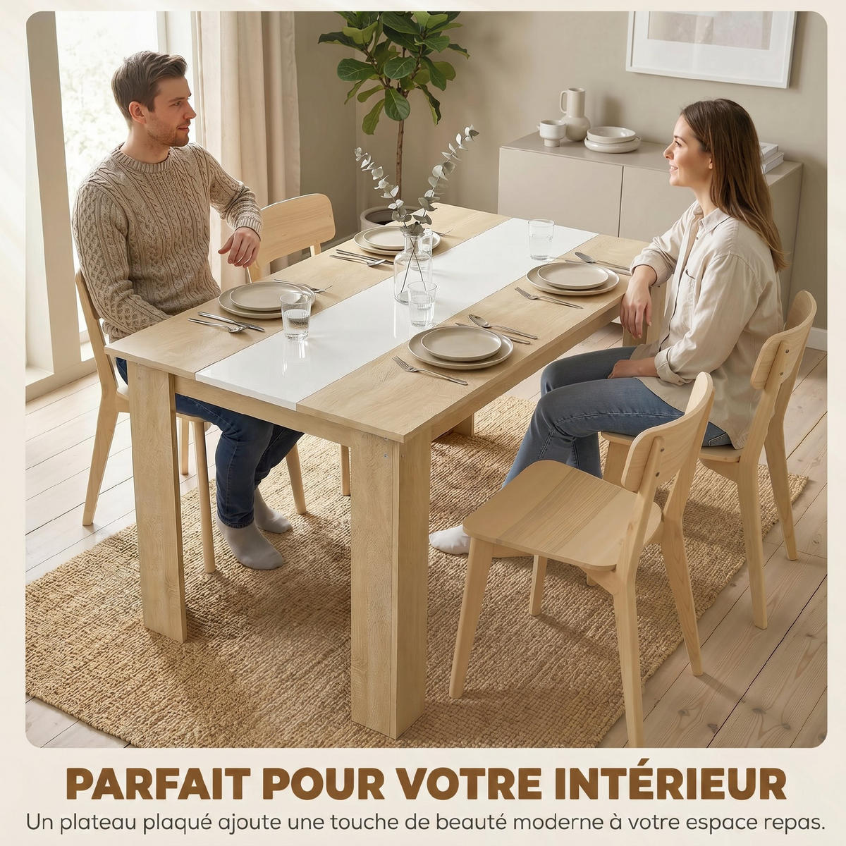 ESSTISCH Eichefarben Weiß Zweifarbig 120/69/75 cm - Eichefarben, Holz (69/120/75cm) - PANGIVO