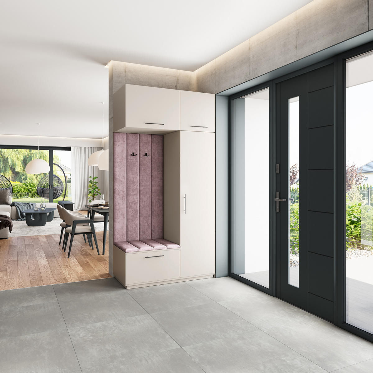 GARDEROBENSCHRANK REMA 120/240/60 cm Modern Garderobe-Set Kaschmir - Kaschmir/Lila, Holzwerkstoff (120/240/60cm) - MASSENO