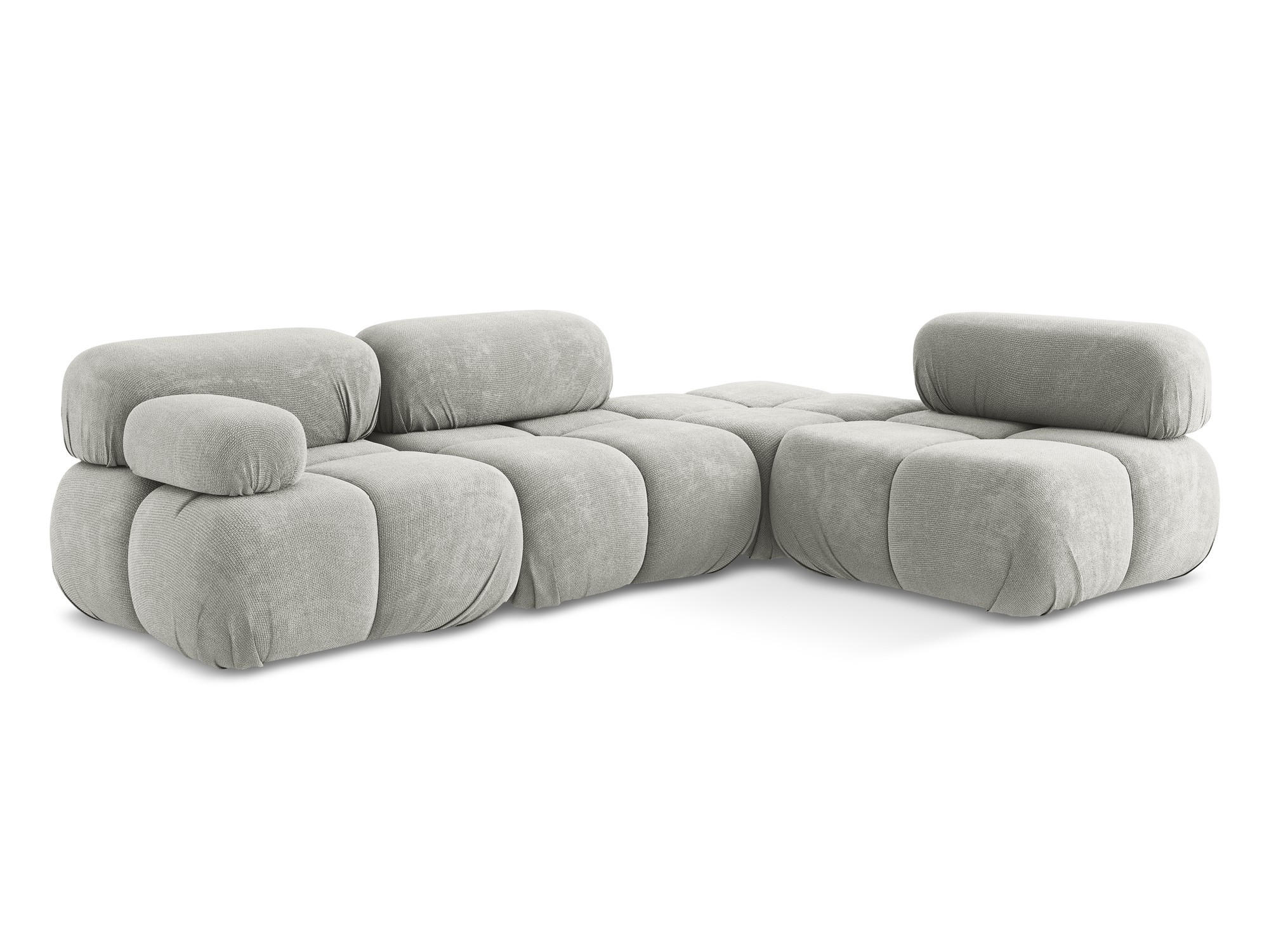 ECKSOFA Rechts Chenille Stoff Grau - Hellgrau/Schwarz, Kunststoff/Textil (285/190cm) - Makamii