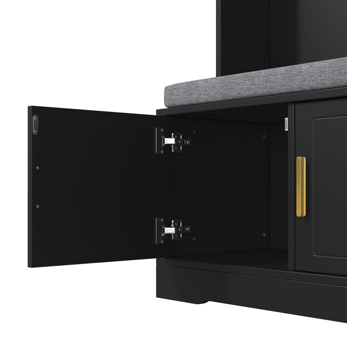 GARDEROBENSTÄNDER mit Bank 6 Haken Schwarz 120x40x191cm - Schwarz, Holzwerkstoff (40/191/120cm) - FLIEKS