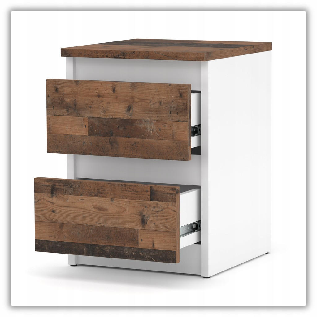 NACHTTISCH – WEISS VINTAGE - Weiß/Braun, Holz (30/42.5/30.5cm) - Stiv Meble
