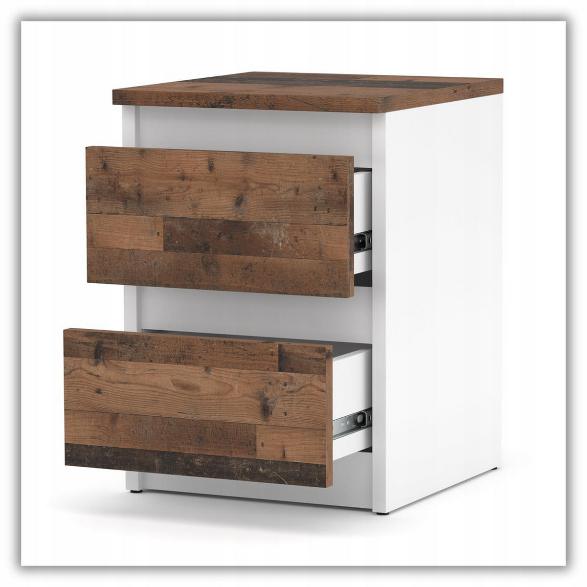 NACHTTISCH – WEISS VINTAGE - Weiß/Braun, Holz (30/42.5/30.5cm) - Stiv Meble