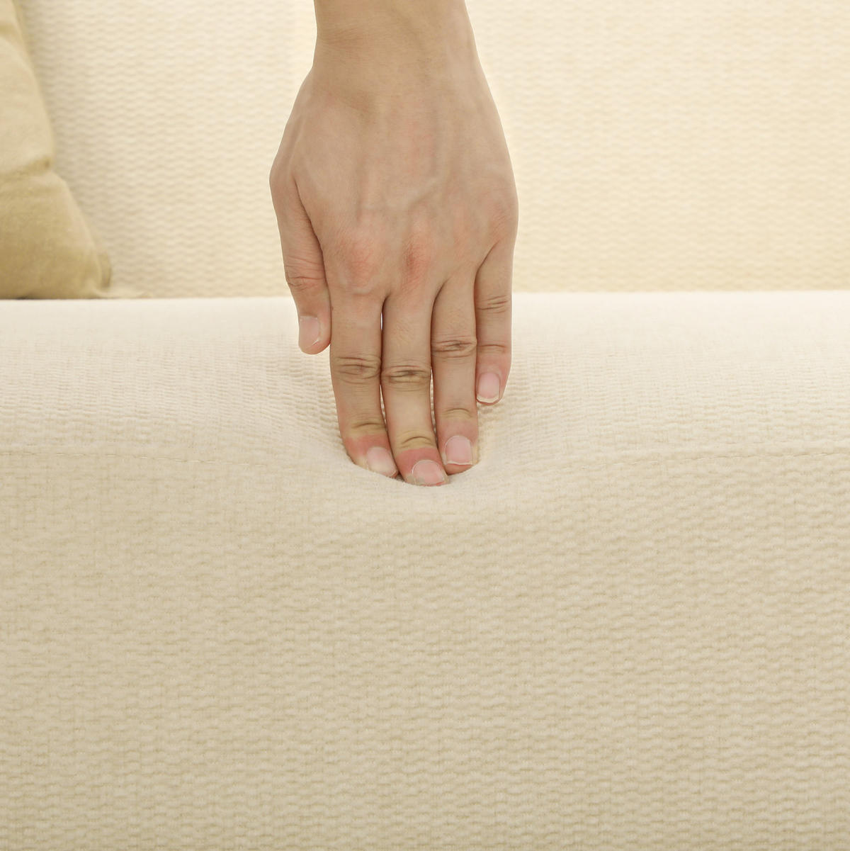 SOFA 2-Sitzer Samt 130 x 74 x 79 cm Cream White - Weiß, Holzwerkstoff (130/79/74cm) - Meubliv