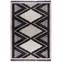 TEPPICH Berber-Design mit Quasten SWALE TESS, Schwarz-Beige 120x170 cm - Schwarz, Textil (120/170cm) - KADIMA DESIGN