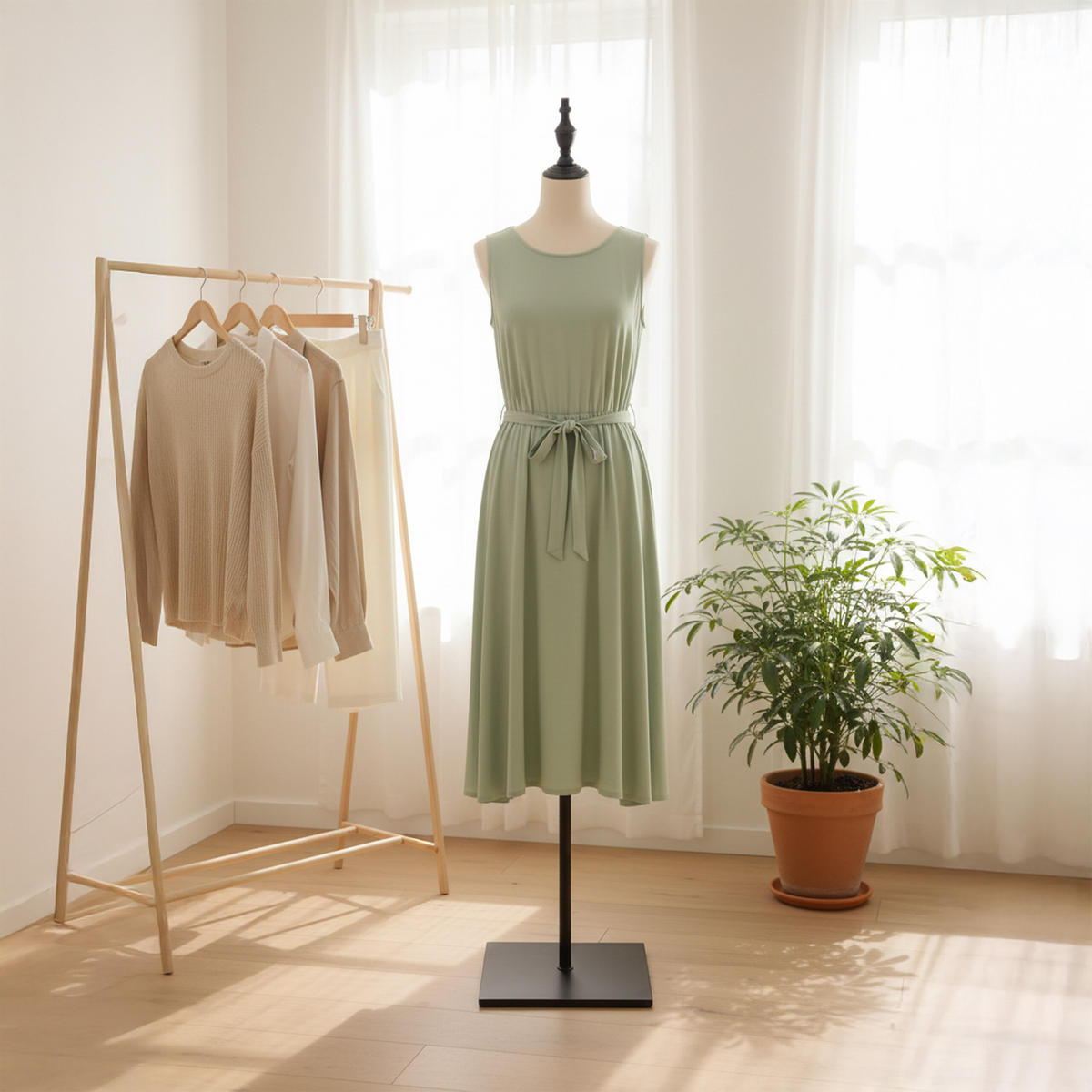 ŠIJACIA panna - krémová, kov/textil (37/175/23cm) - Relaxdays