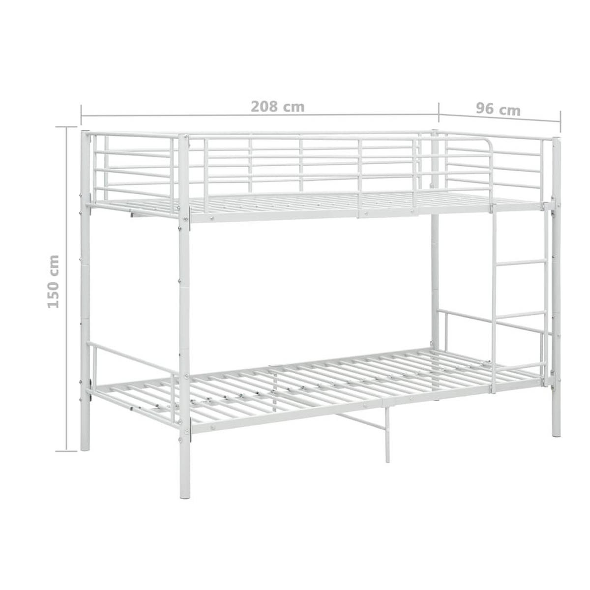 ETAGENBETT WEISS METALL 90×200 CM - Weiß, Metall - vidaXL