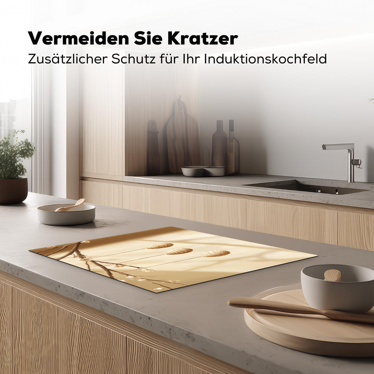 HERDABDECKPLATTE Beige - Osterkuchen - Eier Herdabdeckung Induktionsfeld 65x52 cm - Beige, Kunststoff (65/52/0.2cm) - MuchoWow